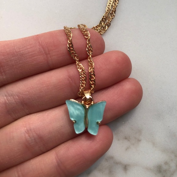 Tiffany Blue Butterfly Necklace 